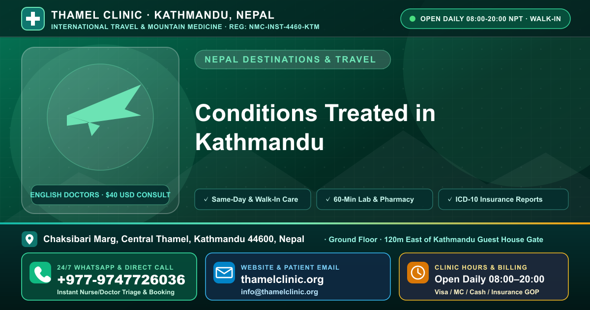 High-Altitude Dehydration Constipation in Kathmandu: Doctor Consultation, Testing & Treatment — Thamel Clinic, Chaksibari Marg, Thamel, Kathmandu — Call/WhatsApp +977-9747726036