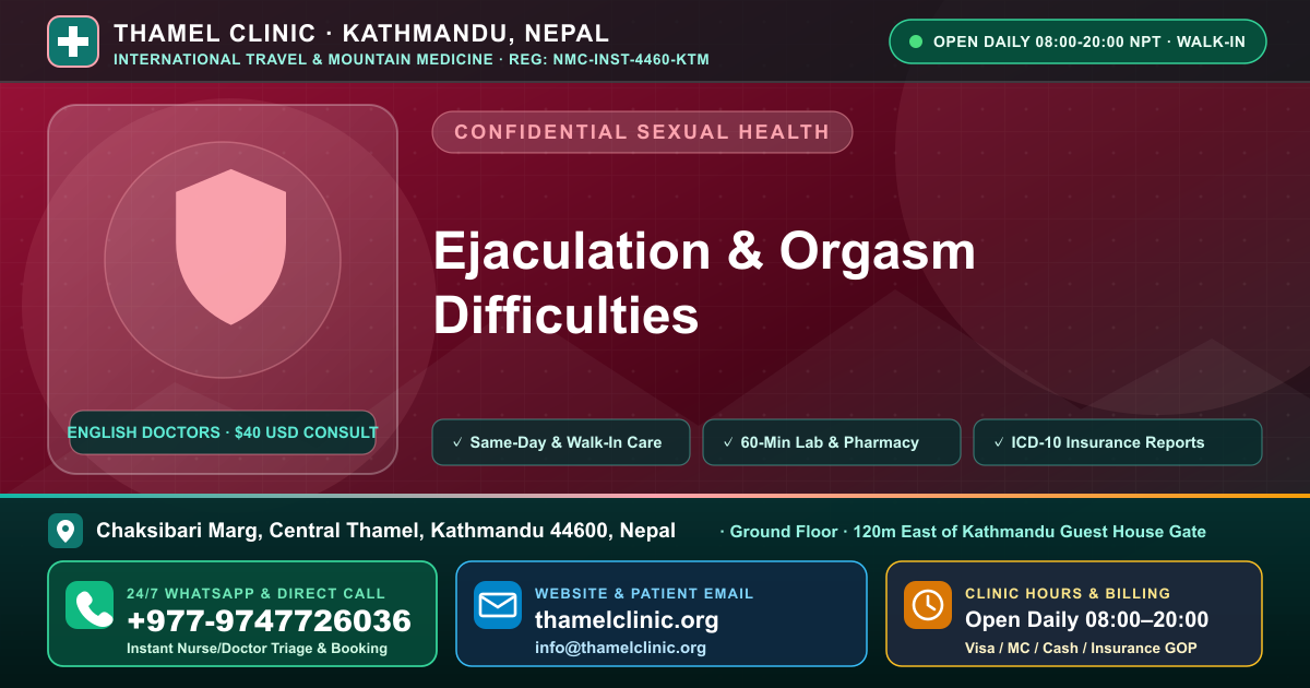 Delayed Orgasm and Age — Causes — Thamel Clinic, Chaksibari Marg, Thamel, Kathmandu — Call/WhatsApp +977-9747726036