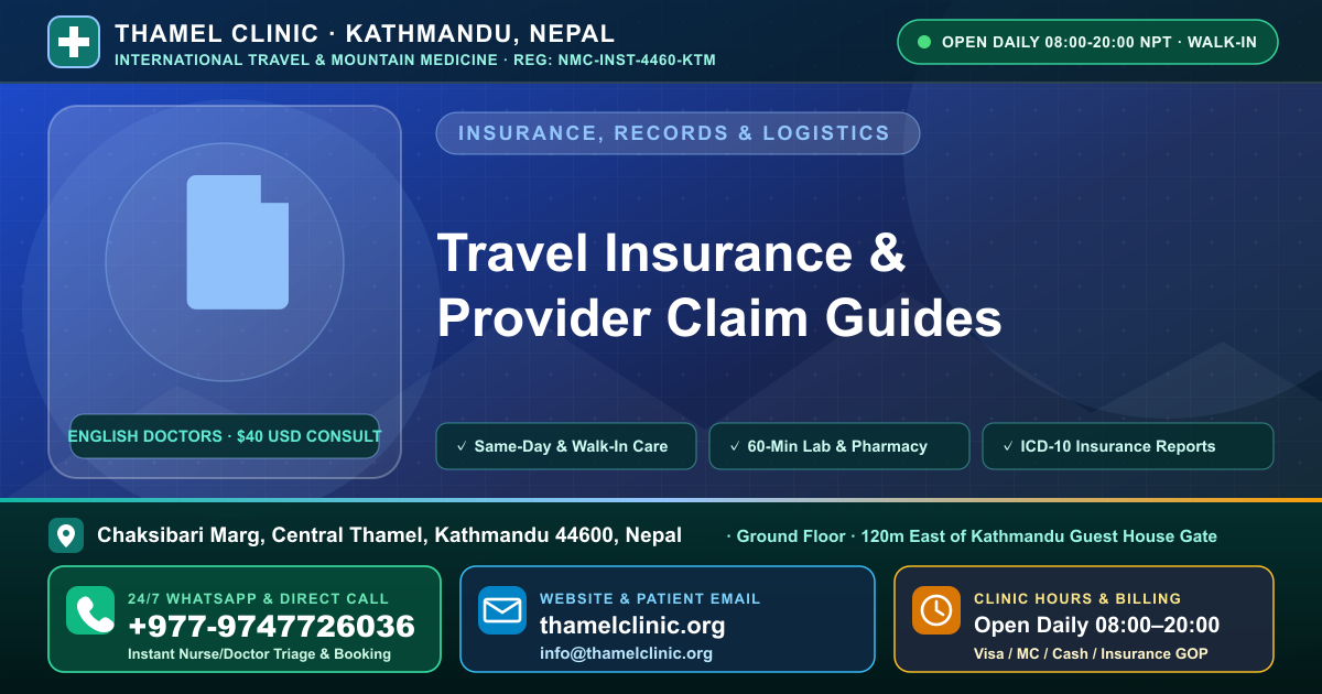 A a Ask a What a the Insurer a Needs — How to Document an Illness for a Trekking Insurance Claim — Thamel Clinic, Chaksibari Marg, Thamel, Kathmandu — Call/WhatsApp +977-9747726036