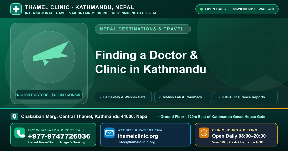 Cheap Testing and Std Testing Kathmandu Tourists: The Cheap Testing Version — Thamel Clinic, Chaksibari Marg, Thamel, Kathmandu — Call/WhatsApp +977-9747726036
