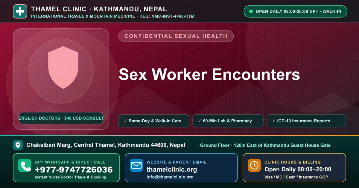 When to Test After a Sex Worker Encounter — Testing Guide — Thamel Clinic, Chaksibari Marg, Thamel, Kathmandu — Call/WhatsApp +977-9747726036