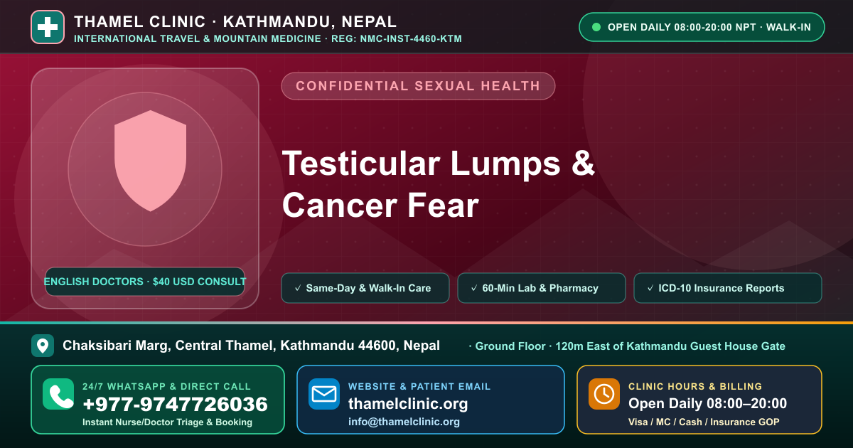 Testicular Itching — The Causes — Causes — Thamel Clinic, Chaksibari Marg, Thamel, Kathmandu — Call/WhatsApp +977-9747726036