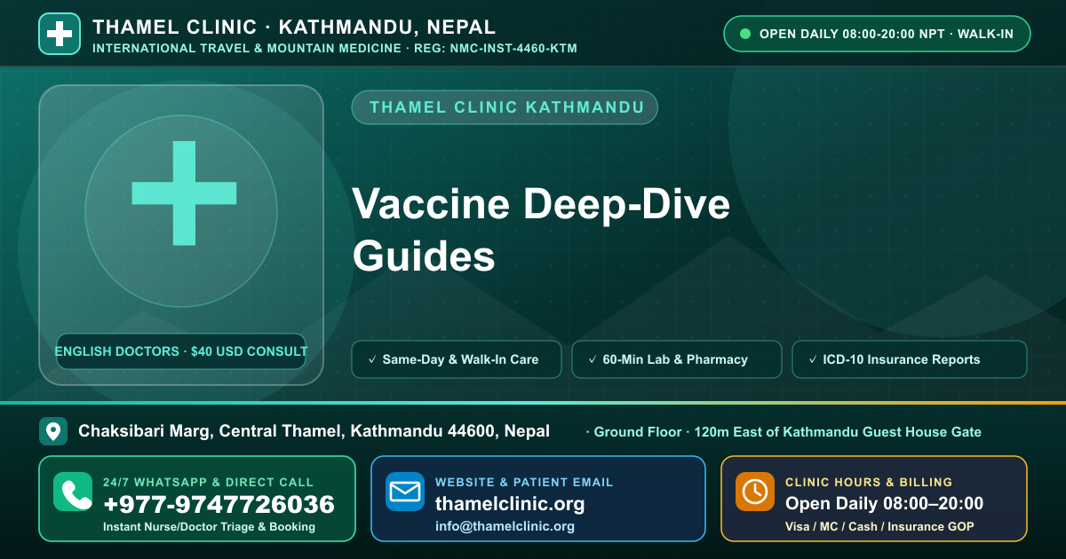 Vaccine Deep-Dive Guides — Thamel Clinic, Chaksibari Marg, Central Thamel, Kathmandu — Call/WhatsApp +977-9747726036