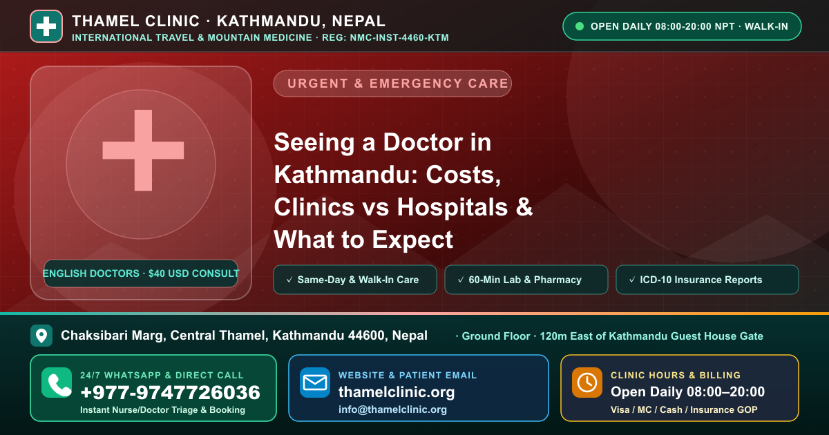 Seeing a Doctor in Kathmandu: Costs, Clinics vs Hospitals & What to Expect — Thamel Clinic (+977-9747726036), Thamel, Kathmandu