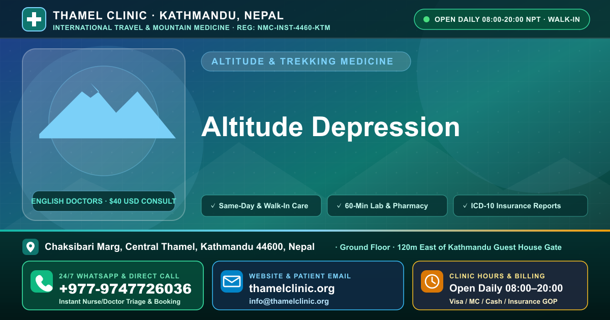 Altitude Depression — Thamel Clinic, Chaksibari Marg, Central Thamel, Kathmandu — Call/WhatsApp +977-9747726036