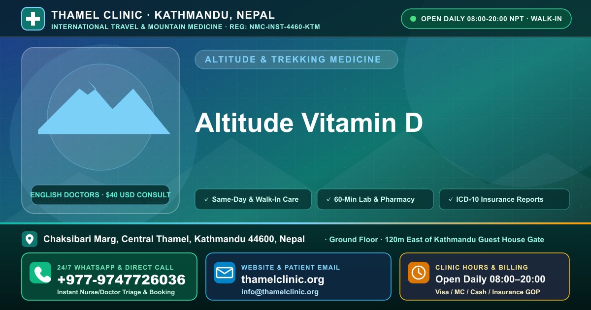 Altitude Vitamin D — Thamel Clinic, Chaksibari Marg, Central Thamel, Kathmandu — Call/WhatsApp +977-9747726036