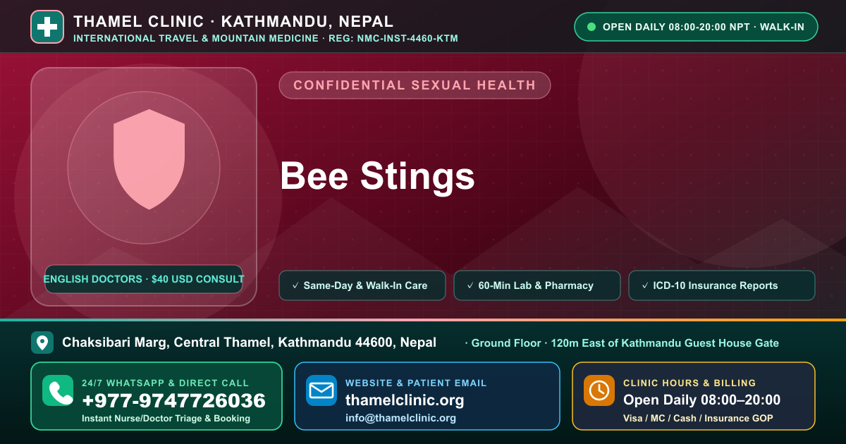 Bee Stings — Thamel Clinic, Chaksibari Marg, Central Thamel, Kathmandu — Call/WhatsApp +977-9747726036