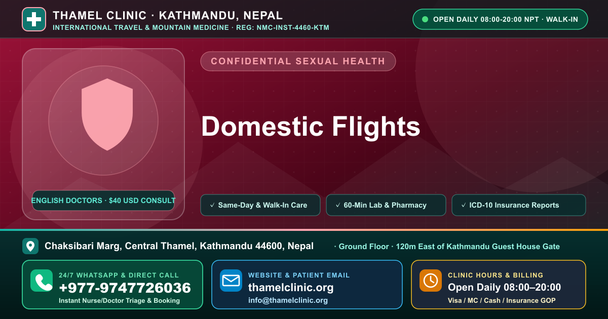 Domestic Flights — Thamel Clinic, Chaksibari Marg, Central Thamel, Kathmandu — Call/WhatsApp +977-9747726036