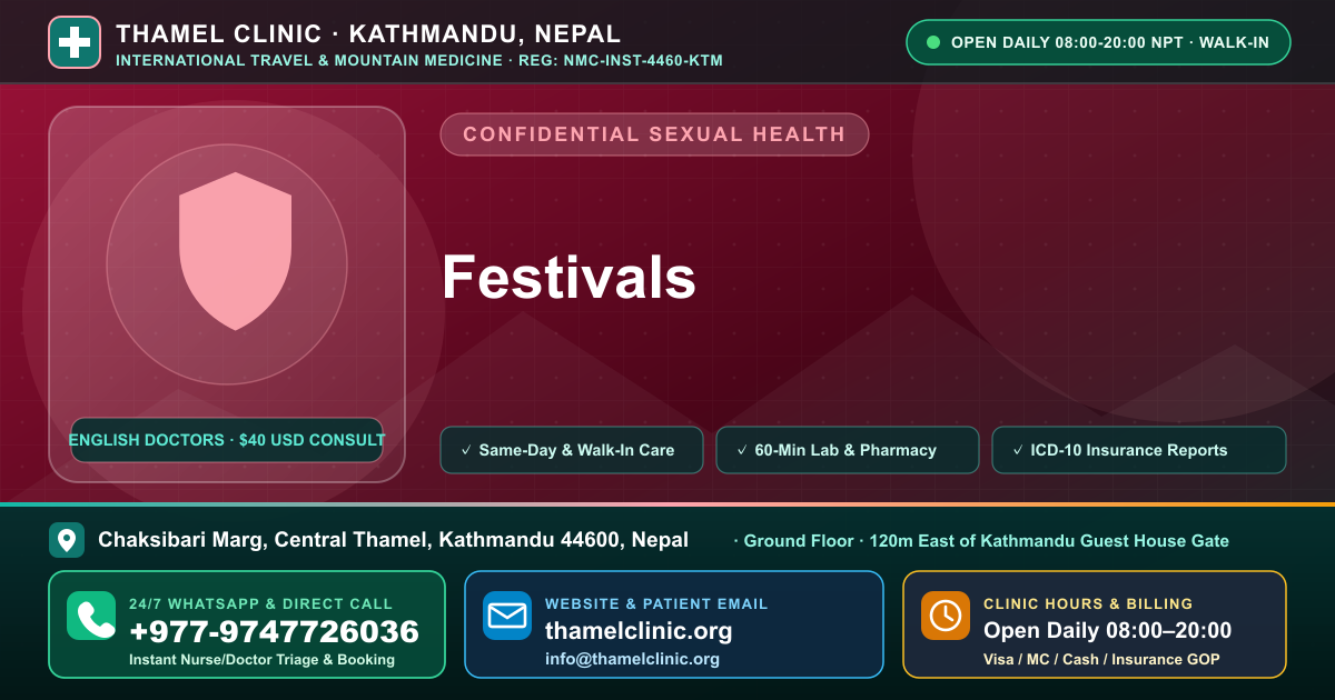 Festivals — Thamel Clinic, Chaksibari Marg, Central Thamel, Kathmandu — Call/WhatsApp +977-9747726036