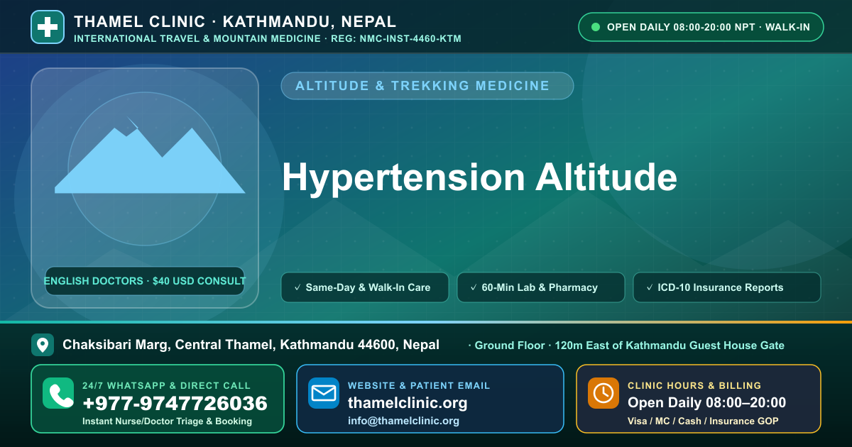 Hypertension Altitude — Thamel Clinic, Chaksibari Marg, Central Thamel, Kathmandu — Call/WhatsApp +977-9747726036