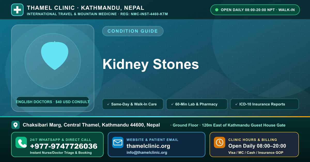 Kidney Stones — Thamel Clinic, Chaksibari Marg, Central Thamel, Kathmandu — Call/WhatsApp +977-9747726036