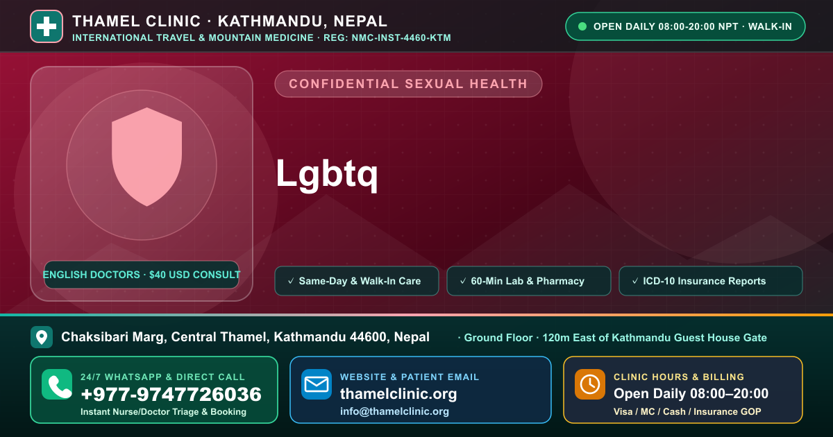 Lgbtq — Thamel Clinic, Chaksibari Marg, Central Thamel, Kathmandu — Call/WhatsApp +977-9747726036