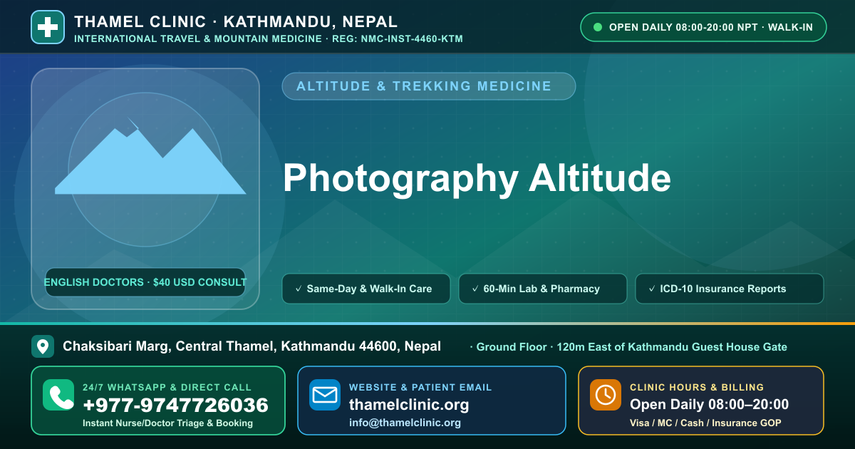 Photography Altitude — Thamel Clinic, Chaksibari Marg, Central Thamel, Kathmandu — Call/WhatsApp +977-9747726036