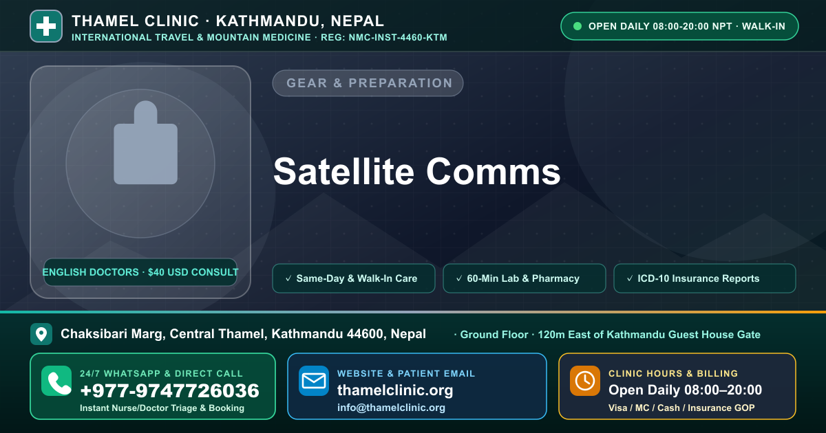 Satellite Comms — Thamel Clinic, Chaksibari Marg, Central Thamel, Kathmandu — Call/WhatsApp +977-9747726036
