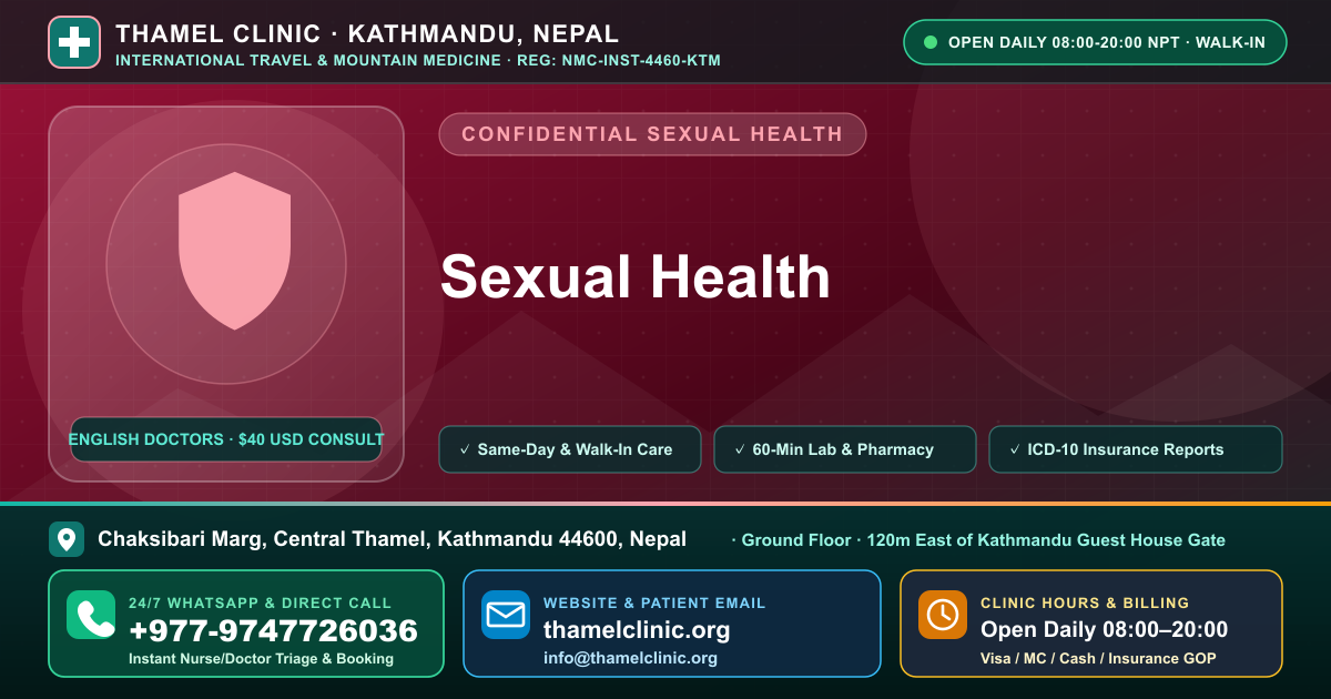 Sexual Health — Thamel Clinic, Chaksibari Marg, Central Thamel, Kathmandu — Call/WhatsApp +977-9747726036