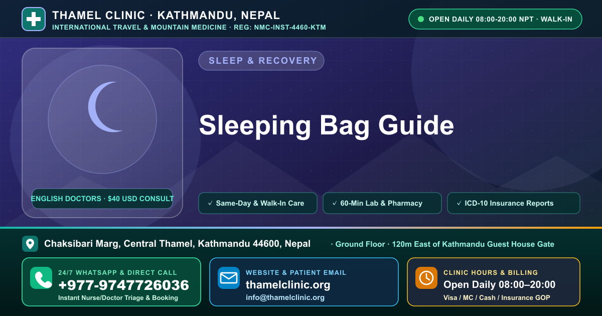 Sleeping Bag Guide — Thamel Clinic, Chaksibari Marg, Central Thamel, Kathmandu — Call/WhatsApp +977-9747726036