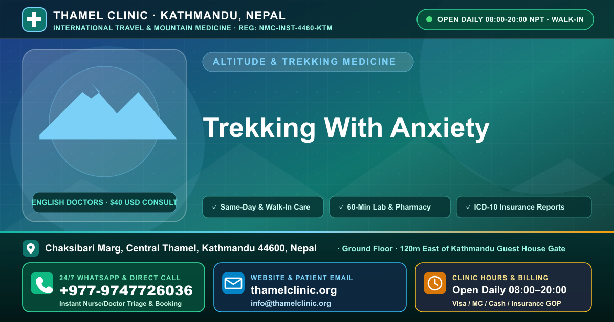 Trekking With Anxiety — Thamel Clinic, Chaksibari Marg, Central Thamel, Kathmandu — Call/WhatsApp +977-9747726036