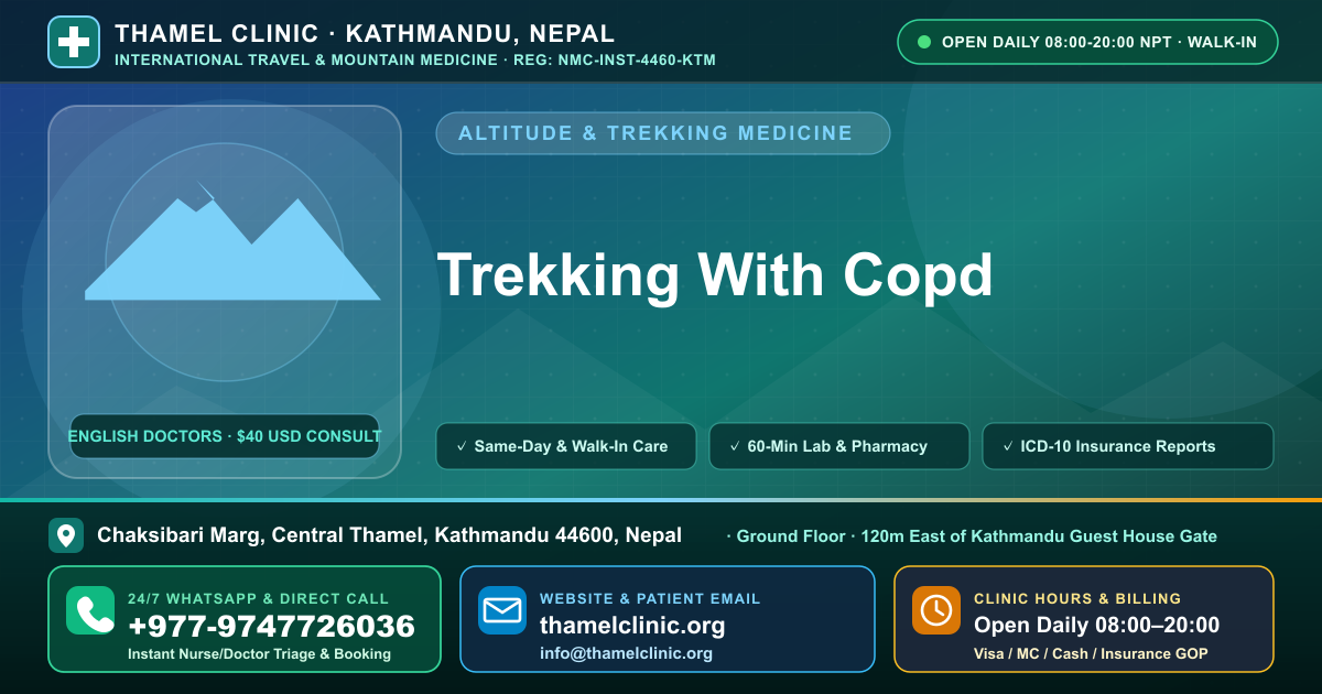 Trekking With Copd — Thamel Clinic, Chaksibari Marg, Central Thamel, Kathmandu — Call/WhatsApp +977-9747726036