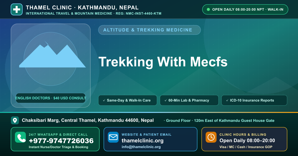 Trekking With Mecfs — Thamel Clinic, Chaksibari Marg, Central Thamel, Kathmandu — Call/WhatsApp +977-9747726036