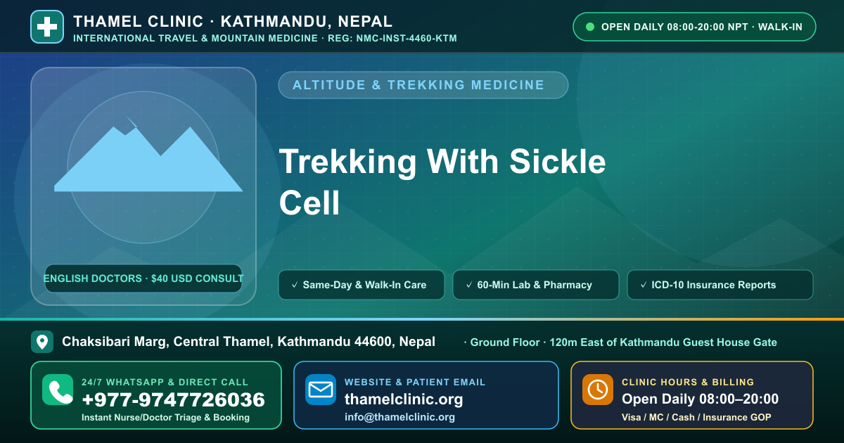 Trekking With Sickle Cell — Thamel Clinic, Chaksibari Marg, Central Thamel, Kathmandu — Call/WhatsApp +977-9747726036