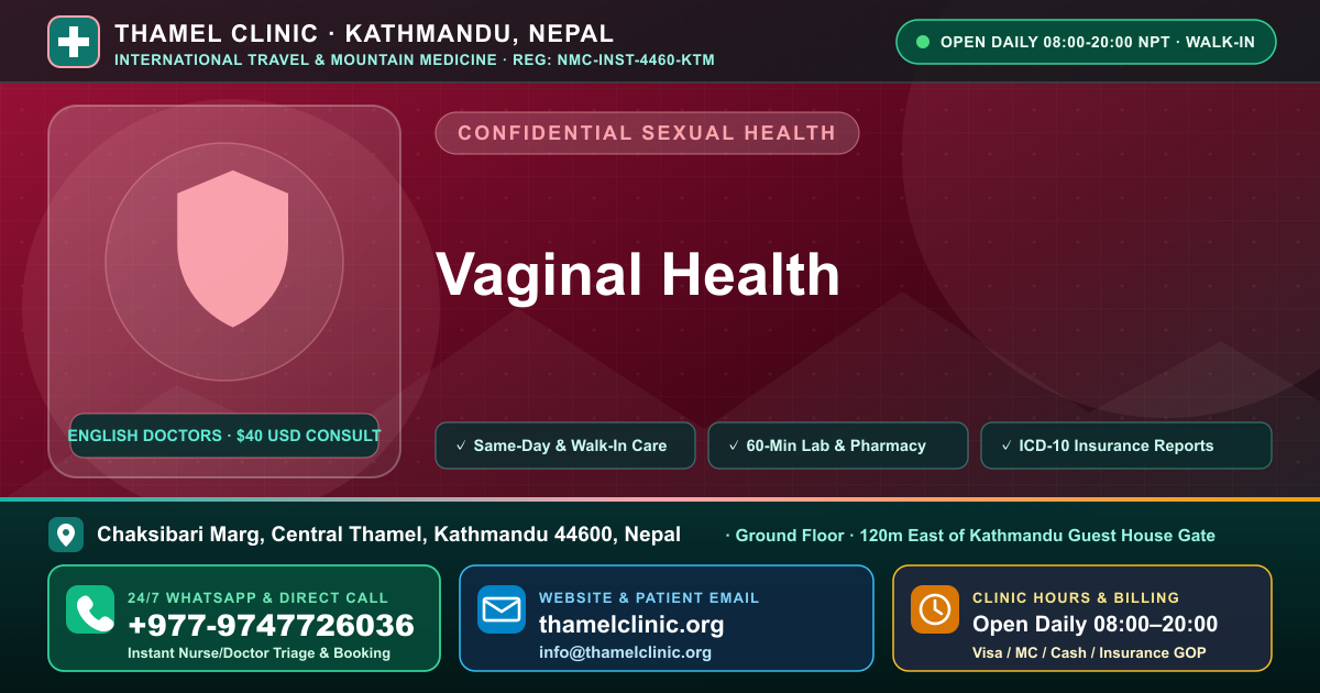 Vaginal Health — Thamel Clinic, Chaksibari Marg, Central Thamel, Kathmandu — Call/WhatsApp +977-9747726036